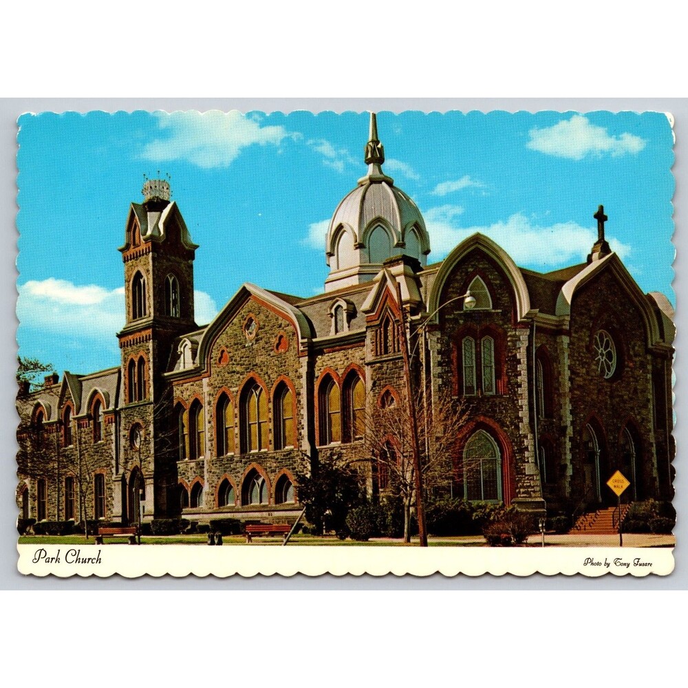 Postcard New York Elmira Park Church Vintage c1970s Unposted Die-Cut NY